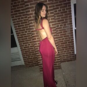 Lulus Backless Maroon Gown